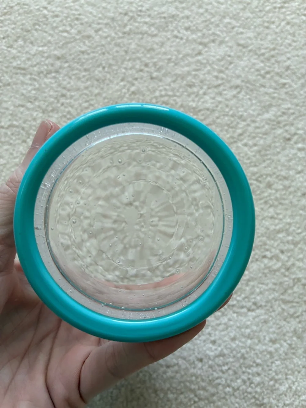 Crate&Barrel Clear Glass Tumbler with Turquoise Rim